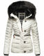 Navahoo Wisteriaa Damen Winter Steppjacke mit Kapuze und Fellkragen Weiss XS - Gr. 34