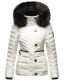 Navahoo Wisteriaa Damen Winter Steppjacke mit Kapuze und Fellkragen Weiss XS - Gr. 34