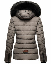 Navahoo Wisteriaa Damen Winter Steppjacke mit Kapuze und Fellkragen Grau XS - Gr. 34