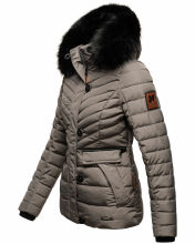 Navahoo Wisteriaa Damen Winter Steppjacke mit Kapuze und Fellkragen Grau XS - Gr. 34