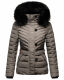 Navahoo Wisteriaa Damen Winter Steppjacke mit Kapuze und Fellkragen Grau XS - Gr. 34