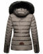 Navahoo Wisteriaa Damen Winter Steppjacke mit Kapuze und Fellkragen Grau XS - Gr. 34