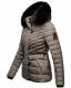 Navahoo Wisteriaa Damen Winter Steppjacke mit Kapuze und Fellkragen Grau XS - Gr. 34