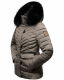 Navahoo Wisteriaa Damen Winter Steppjacke mit Kapuze und Fellkragen Grau XS - Gr. 34