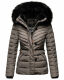 Navahoo Wisteriaa Damen Winter Steppjacke mit Kapuze und Fellkragen Grau S - Gr. 36