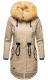 Navahoo Bombii Damen Winterjacke lang mit Kunstfell Taupe Größe S - Gr. 36