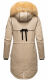 Navahoo Bombii Damen Winterjacke lang mit Kunstfell Taupe Größe S - Gr. 36