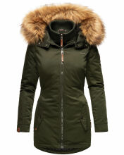 Marikoo Sanakoo Damen Winterjacke mit Teddyfell Olive Größe L - Gr. 40