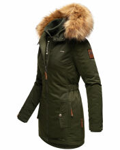 Marikoo Sanakoo Damen Winterjacke mit Teddyfell Olive Größe L - Gr. 40