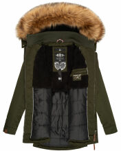 Marikoo Sanakoo Damen Winterjacke mit Teddyfell Olive Größe L - Gr. 40