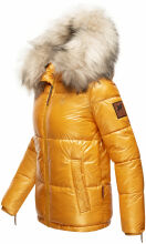 Navahoo Tikunaa Damen Winterjacke mit Kapuze und Kunstfellkragen Gelb Größe XS - Gr. 34