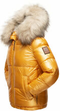 Navahoo Tikunaa Damen Winterjacke mit Kapuze und Kunstfellkragen Gelb Größe XS - Gr. 34