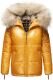 Navahoo Tikunaa Damen Winterjacke mit Kapuze und Kunstfellkragen Gelb Größe XS - Gr. 34