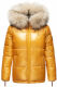Navahoo Tikunaa Damen Winterjacke mit Kapuze und Kunstfellkragen Gelb Größe XS - Gr. 34