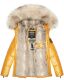 Navahoo Tikunaa Damen Winterjacke mit Kapuze und Kunstfellkragen Gelb Größe XS - Gr. 34