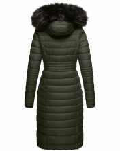 Navahoo Umay Damen lange Winterjacke mit Fellkragen Olive-Gr.M