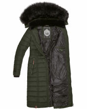 Navahoo Umay Damen lange Winterjacke mit Fellkragen Olive-Gr.M