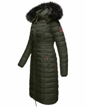 Navahoo Umay ladies long winter jacket with fur collar Olive-Gr.L