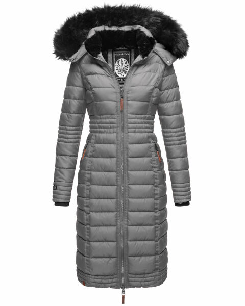 Navahoo Umay ladies long winter jacket with fur collar Grau-Gr.XXL