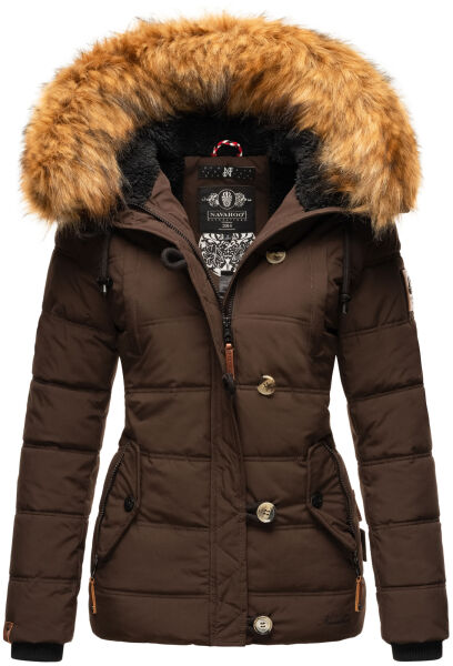 Navahoo Zoja Damen gespteppte Jacke mit Teddyfell Chocolate Größe XS - Gr. 34