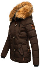 Navahoo Zoja Damen gespteppte Jacke mit Teddyfell Chocolate Größe XS - Gr. 34