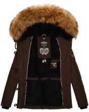 Navahoo Zoja Damen gespteppte Jacke mit Teddyfell Chocolate Größe XS - Gr. 34