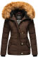 Navahoo Zoja Damen gespteppte Jacke mit Teddyfell Chocolate Größe XS - Gr. 34