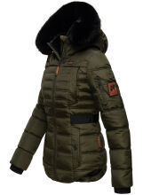 Navahoo Melikaa Damen Winterjacke mit Kunstfellkragen & Kapuze Olive-Gr.XS