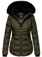 Navahoo Melikaa Damen Winterjacke mit Kunstfellkragen & Kapuze Olive-Gr.XS