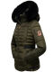 Navahoo Melikaa Damen Winterjacke mit Kunstfellkragen & Kapuze Olive-Gr.XS
