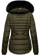 Navahoo Melikaa ladies winter jacket with faux fur collar & hood Olive-Gr.S