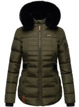 Navahoo Melikaa ladies winter jacket with faux fur collar & hood Olive-Gr.S