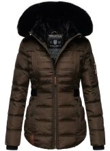 Navahoo Melikaa Damen Winterjacke mit Kunstfellkragen & Kapuze Chocolate-Gr.XS