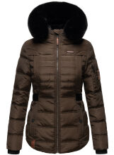 Navahoo Melikaa Damen Winterjacke mit Kunstfellkragen & Kapuze Chocolate-Gr.XS