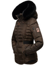 Navahoo Melikaa Damen Winterjacke mit Kunstfellkragen & Kapuze Chocolate-Gr.XS