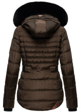 Navahoo Melikaa Damen Winterjacke mit Kunstfellkragen & Kapuze Chocolate-Gr.XS