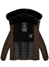 Navahoo Melikaa Damen Winterjacke mit Kunstfellkragen & Kapuze Chocolate-Gr.XS