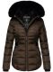 Navahoo Melikaa Damen Winterjacke mit Kunstfellkragen & Kapuze Chocolate-Gr.XS