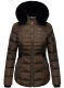Navahoo Melikaa Damen Winterjacke mit Kunstfellkragen & Kapuze Chocolate-Gr.XS