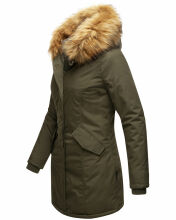 Marikoo Karmaa-Princess ladies parka winter jacket with fur collar Olive-Gr.XS