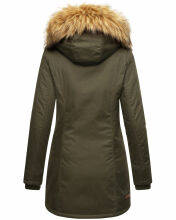Marikoo Karmaa-Princess ladies parka winter jacket with fur collar Olive-Gr.XS