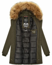 Marikoo Karmaa-Princess ladies parka winter jacket with fur collar Olive-Gr.XS