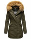 Marikoo Karmaa-Princess ladies parka winter jacket with fur collar Olive-Gr.XS