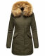 Marikoo Karmaa-Princess ladies parka winter jacket with fur collar Olive-Gr.XS