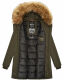 Marikoo Karmaa-Princess ladies parka winter jacket with fur collar Olive-Gr.XS