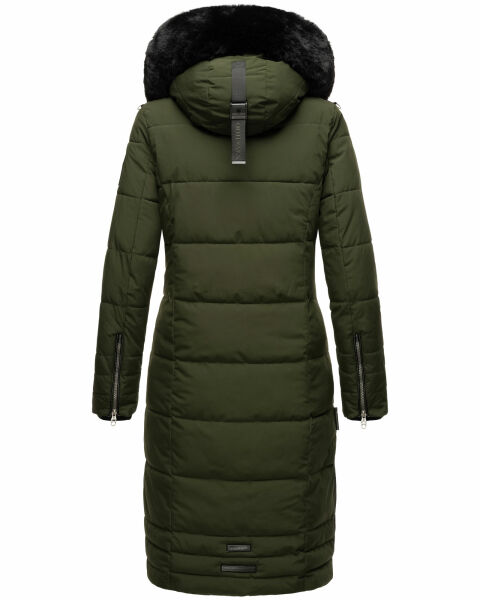 Navahoo Fahmiyaa Damen lange Winterjacke mit Kapuze Olive XS - Gr. 34