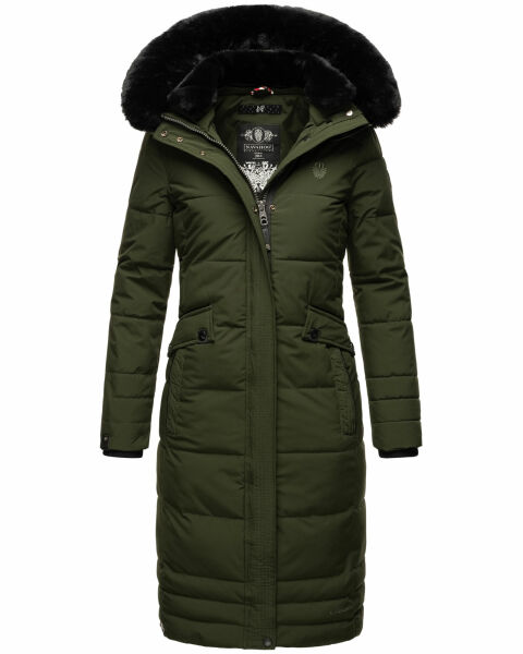 Navahoo Fahmiyaa ladies long hooded winter jacket Olive-Gr.XL