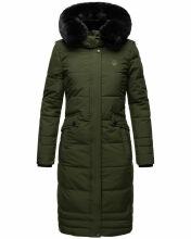 Navahoo Fahmiyaa Damen lange Winterjacke mit Kapuze Olive XXL - Gr. 44