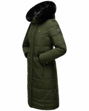 Navahoo Fahmiyaa Damen lange Winterjacke mit Kapuze Olive XXL - Gr. 44