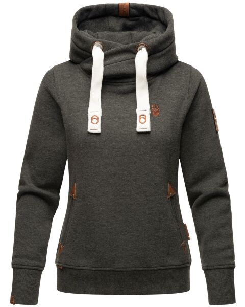 Navahoo Damen Sweatshirt Hoodie mit Kapuze Dark Grey Melange Größe XS - Gr. 34